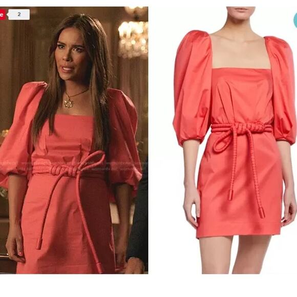Johanna Ortiz Camelia Rhythm Mini Dress Coral Size 4 Belted Glam - Picture 1 of 10